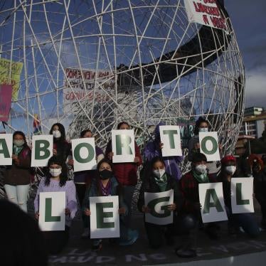 Women hold letters forming the phrase "Legal Abortion Now" during an abortion rights protest in Quito, Ecuador, Monday, September 28, 2020. 