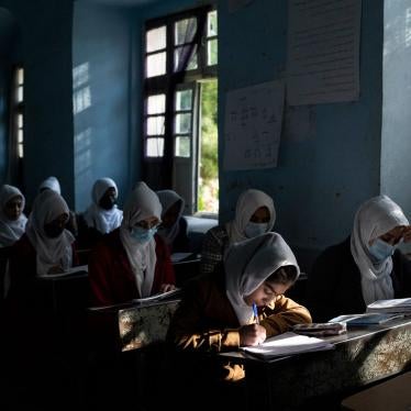 Afghan girls attend class at a high school in Herat, Afghanistan, November 25, 2021.