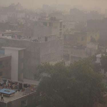 Air pollution in a city skyline