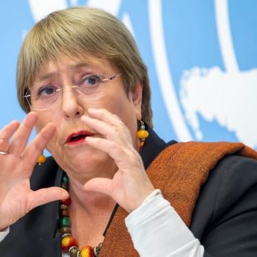 Michelle Bachelet, UN High Commissioner for Human Rights, speaks to the media at the European headquarters of the United Nations in Geneva, Switzerland, November 3, 2021. 