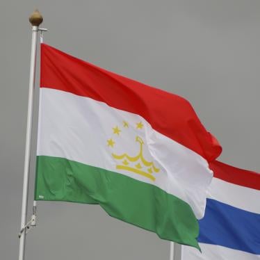 The Tajikistan flag. 