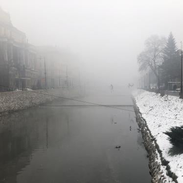 Air pollution in Sarajevo, Bosnia and Herzegovina, in December 2020. 