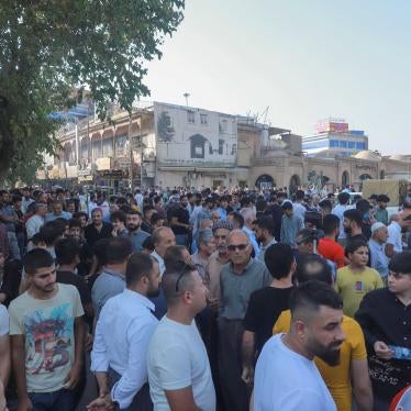 People gather for a rally called for by the New Generation Movement, a Kurdish opposition party, in Iraq's northeastern city of Sulaimaniyah in the autonomous Kurdistan region, on August 6, 2022.