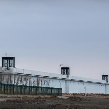 The perimeter wall of the Urumqi No. 3 Detention Center in Dabancheng.