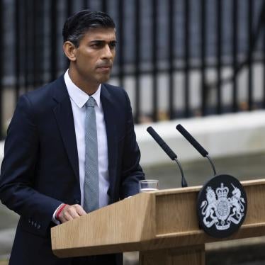 Rishi Sunak makes his first speech as British prime minister outside 10 Downing Street, London.