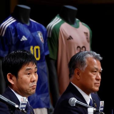  Japanese national soccer team's head coach Hajime Moriyasu and Japan Football Association President Kozo Tashima