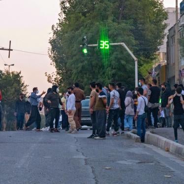 Iranians protesting in Sanandaj, the capital of Iran's Kurdistan province, on September 19, 2022.