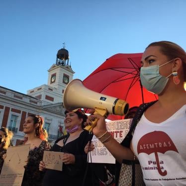 Sex workers protest in the Puerta del Sol, Madrid, against the the proposed criminalization of sex work.