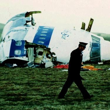 Wreckage of Pan Am flight 103 in a field near the town of Lockerbie, Scotland