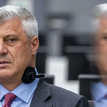 Former Kosovo president Hashim Thaçi at the Kosovo Specialist Chambers in The Hague on November 9, 2020.