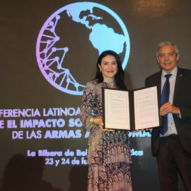 Costa Rican Ambassador to the United Nations Martiza Chan and Vice Minister for Foreign Affairs Christian Guillermet-Fernandez present newly adopted Belén Communiqué.