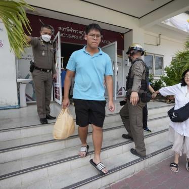 Members of the Shenzhen Holy Reformed Church, also known as the Mayflower Church, leave from the Nongprue police station on their way to Pattaya Provincial Court in Pattaya, Thailand, March 31, 2023.