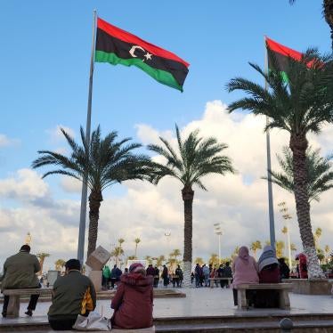 People gather on Martyrs Square in the heart of the Libyan capital, Tripoli.