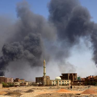 Smoke rises above buildings after an aerial bombardment during clashes between the Sudan Armed Forces and the Rapid Support Forces in Khartoum, Sudan.
