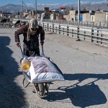 A nongovernmental organization delivers food aid in Kabul, Afghanistan.