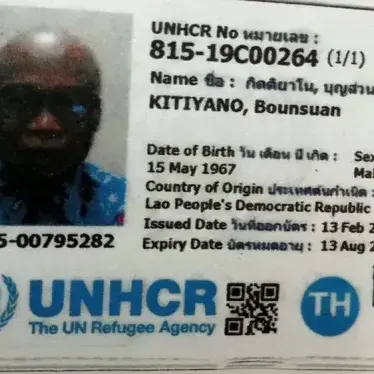 UNHCR refugee card of murdered Lao human rights and democracy activist Bounsuan Kitiyano.