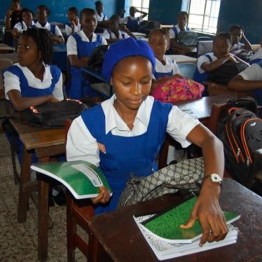Students attend class in Freetown, Sierra Leone.