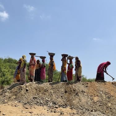 Women working at a job site in a village in Rajasthan under the Mahatma Gandhi National Rural Employment Guarantee Act (NREGA), September 2022. NREGA is the Indian government’s income security program in rural India.