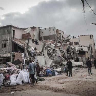 A three-story house that reportedly had 30 members of one Palestinian family destroyed by Israeli airstrikes, in the Al-Zaytoun neighborhood of Gaza, May 13, 2023. 
