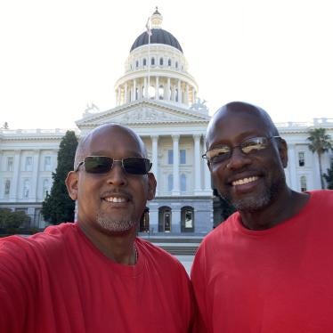 Joseph Bell (left) and Remi King at the California Legislature Building to advocate for passage of SB 300, which would remove the current requirement that anyone convicted under the felony murder rule receive either a death sentence or life without parole.