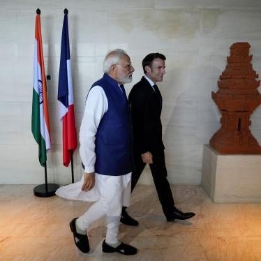 India Prime Minister Narendra Modi, left, and French President Emmanuel Macron at a bilateral meeting on the sidelines of the G20 Summit in Nusa Dua, Bali, Indonesia, on November 16, 2022