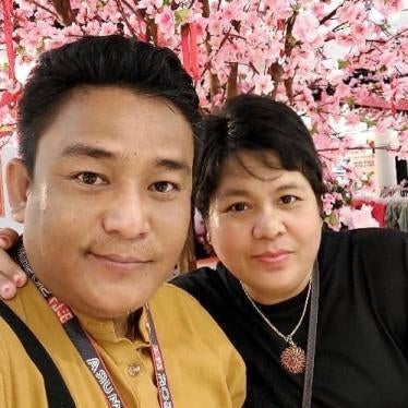 The Myanmar refugee activist Thuzar Maung with her husband, Saw Than Tin Win, who were abducted along with her three children from their home in Kuala Lumpur, Malaysia, on July 4, 2023