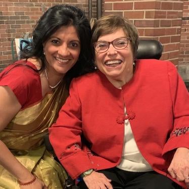 Judy Heumann (right) and Shantha Rau Barriga at a gala in Chicago on June 10, 2019, during which Human Rights Watch was awarded the Lead On! Award by Access Living.