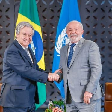 Brazil’s president, Luiz Inácio Lula da Silva, during a meeting with the secretary-general of the United Nations