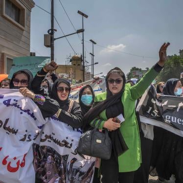 Afghan women protest in Kabul on August 13, 2022.