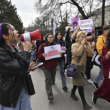  Women march marking the International Women's Day in Bishkek, Kyrgyzstan, March 8, 2023.