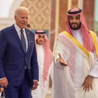 Saudi Crown Prince Mohammed bin Salman receives U.S. President Joe Biden at AI Salman Palace upon his arrival in Jeddah, Saudi Arabia, July 15, 2022. 