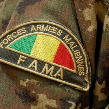 L'insigne d'un membre des Forces armées maliennes (FAMA), à Anderamboukane, dans la région de Ménaka, au Mali, le 22 mars 2019. © 2019 Agnès Coudurier/AFP via Getty Images