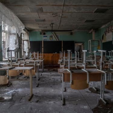 A view of a damaged classroom in Avdiivka, Donetsk region, Ukraine, November 7, 2022.