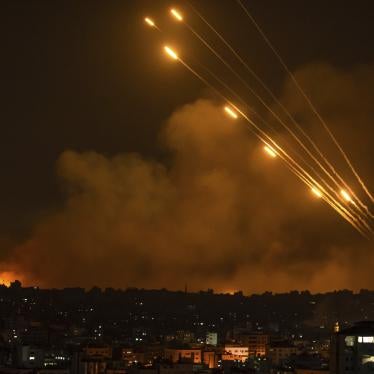 Rockets launched toward Israel from the Gaza Strip, October 8, 2023.  