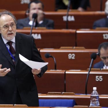 Former Council of Europe investigator Dick Marty delivers a speech at the Parliamentary Assembly of the Council of Europe in Strasbourg, October 6, 2011.