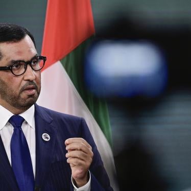 The Minister of Industry and Advanced Technology in the United Arab Emirates (UAE) and COP28 UAE President-Designate, Sultan Ahmed al-Jaber, attends a press conference at the Petersberg Climate Dialogue in Berlin, Germany, May 3, 2023. 