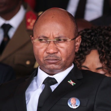 Alain-Guillaume Bunyoni attends the funeral of Burundi President Pierre Nkurunziza, in Gitega, Burundi, on June 26, 2020. Bunyoni, the prime minister from June 2020 to September 2022, was arrested on April 21, 2023, for allegedly undermining state security and the proper functioning of the economy.