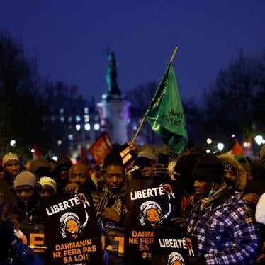 Protesters attend a demonstration against an immigration bill at the Place de la Republique in Paris, France, December 18, 2023. 