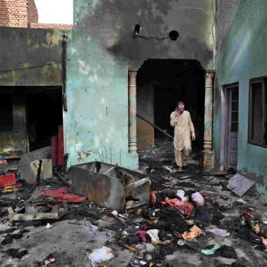 A Christian man looks at a home vandalized by a Muslim mob in Jaranwala, Pakistan, August 17, 2023.