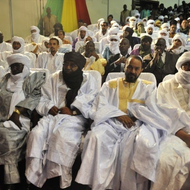 Representatives of the Azawad Movement attend the signing of the Algerian-brokered peace agreement in Bamako, Mali, June 20, 2015.