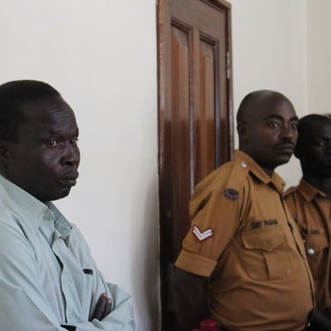 Thomas Kwoyelo at the opening of his trial at the International Crimes Division of the High Court in Gulu, Uganda on September 24, 2018.