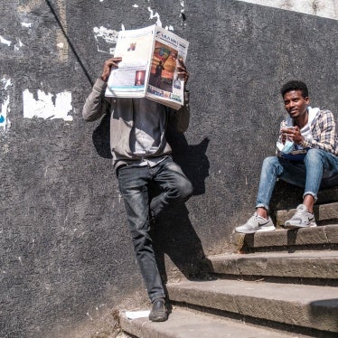 Men in downtown Addis Ababa, Ethiopia, November 3, 2021.