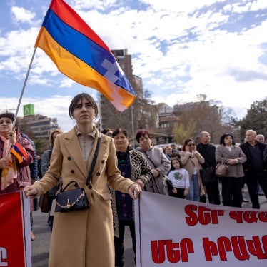 Armenians with banner