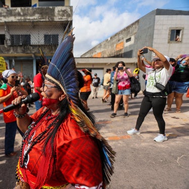 Indigenous people attend a protest to call for climate justice and territorial protection during the U.N. Climate Change Conference (COP30), in Belem, Brazil, November 17, 2025. 
