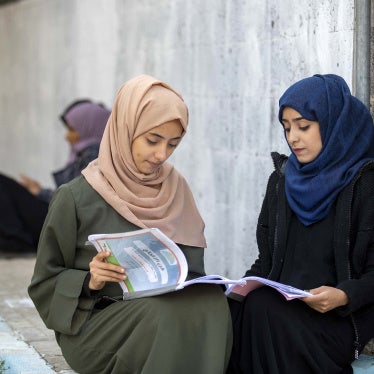 Yemeni women at a university in Yemen's city of Taiz, December 15, 2022. 