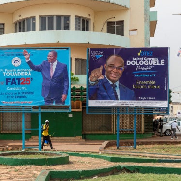Campaign billboards for the presidential election in CAR.