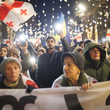 Demonstrators march in Tblisi, Georgia, on January 10,2026.