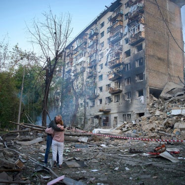 Caption: Residents react after a missile hit an apartment building during Russian attacks on Kyiv, Ukraine, June 17, 2025.