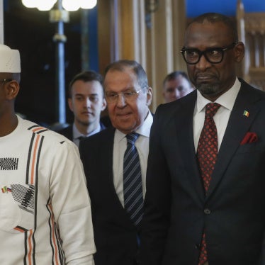 Mali's Defense Minister Sadio Camara (left), Russian Foreign Minister Sergey Lavrov (center) and Mali's Foreign Minister Abdoulaye Diop in Moscow, February 28, 2024.