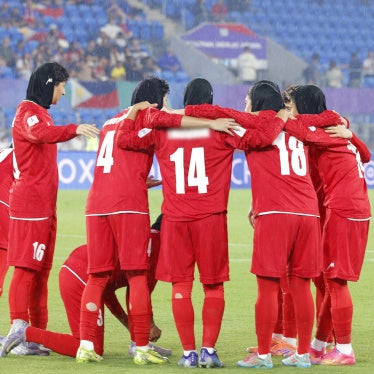 Iranian players huddle before the AFC Women's Asian Cup Australia 2026 football match between Iran and the Philippines on the Gold Coast on March 8, 2026.